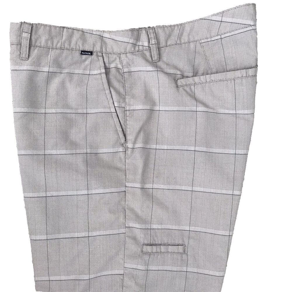 Hurley Golf Chino Plaid Shorts Men's Size 38 Khaki Checkered Flat Front Pockets - Picture 7 of 16